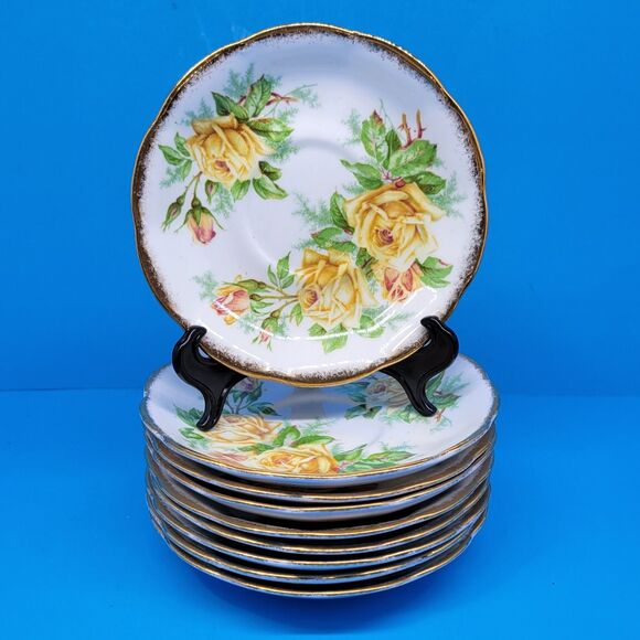 Royal Albert Tea Rose Yellow Saucers Lot of 9